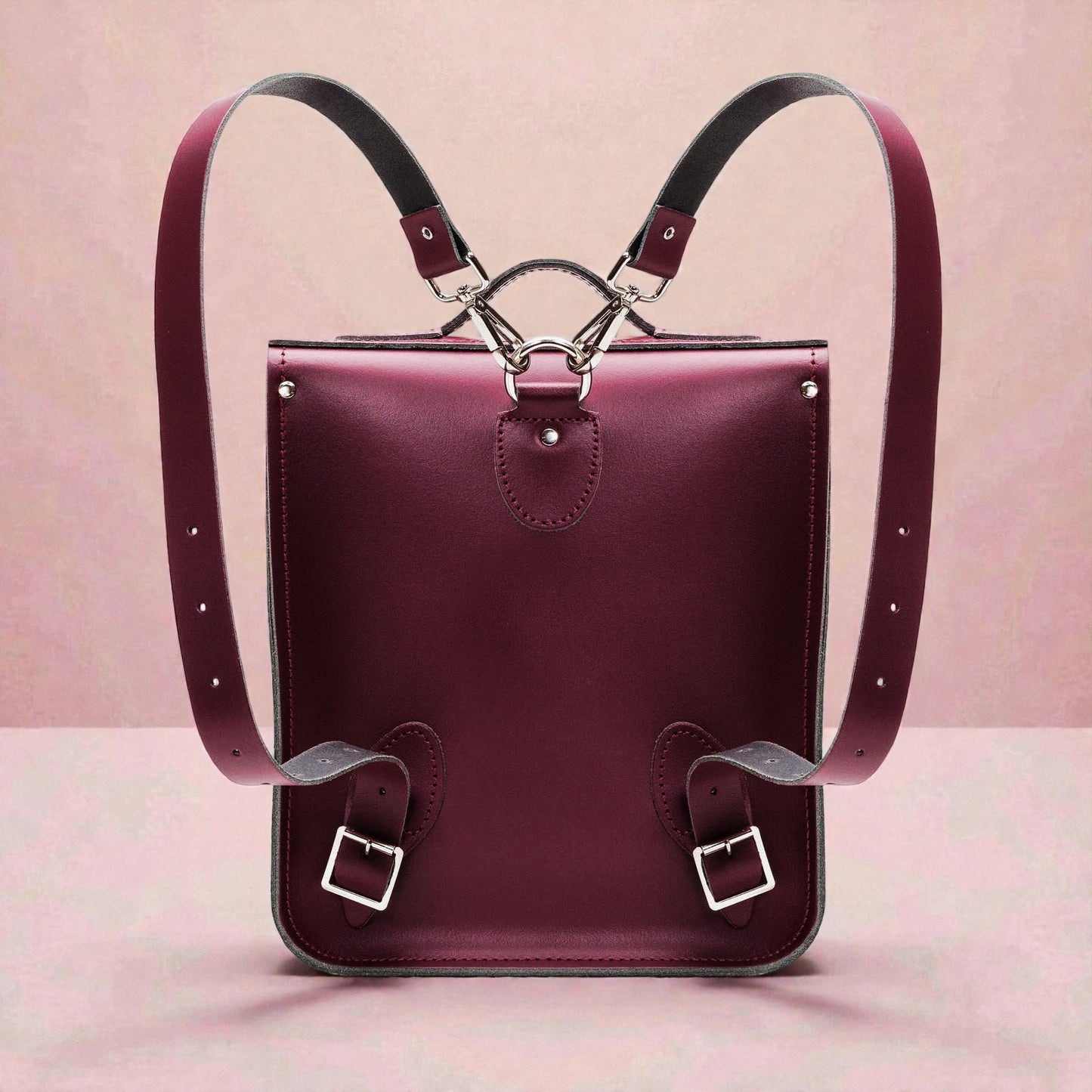 Handmade Leather City Backpack - Marsala Red