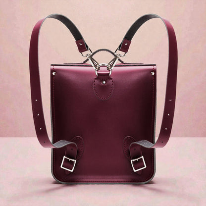 Handmade Leather City Backpack - Marsala Red