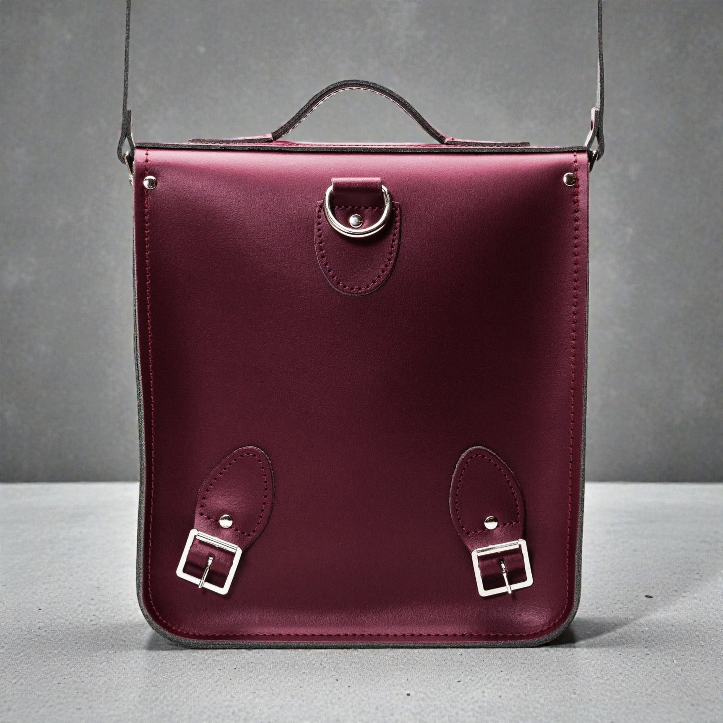 Handmade Leather City Backpack - Marsala Red
