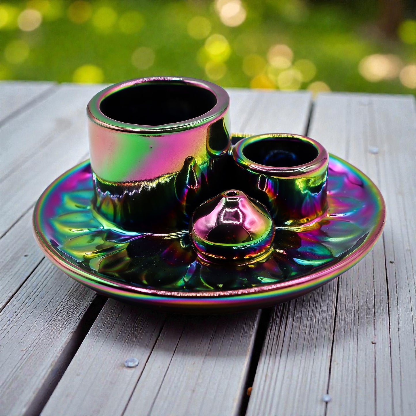 Incense & Smudge Stick Holder - Metallic Rainbow Mandala