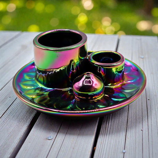 Incense & Smudge Stick Holder - Metallic Rainbow Mandala