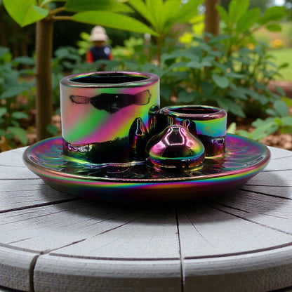 Incense & Smudge Stick Holder - Metallic Rainbow Mandala