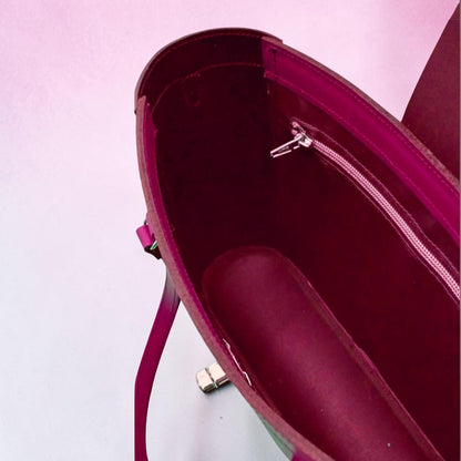 Leather Mini Twist Lock Shopper Bag - Magenta