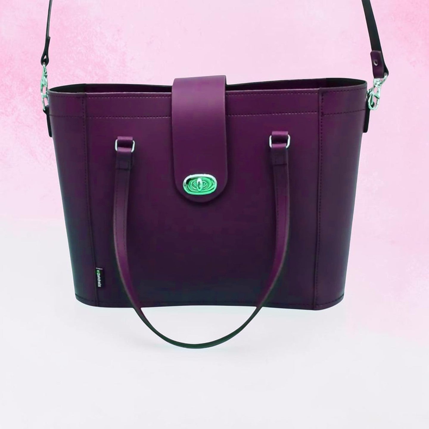 Leather Mini Twist Lock Shopper Bag - Purple