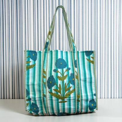 Mira Boho Turquoise Kantha Bag