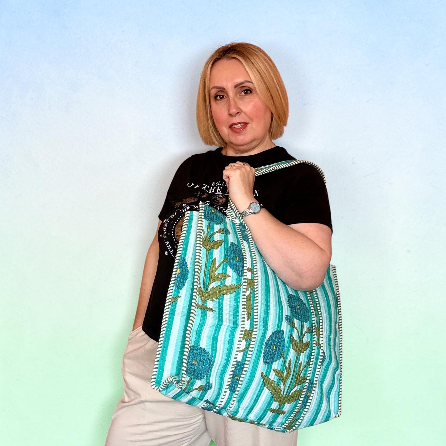 Mira Boho Turquoise Kantha Bag