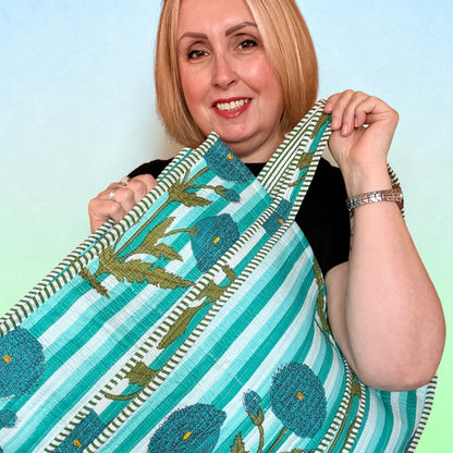 Mira Boho Turquoise Kantha Bag