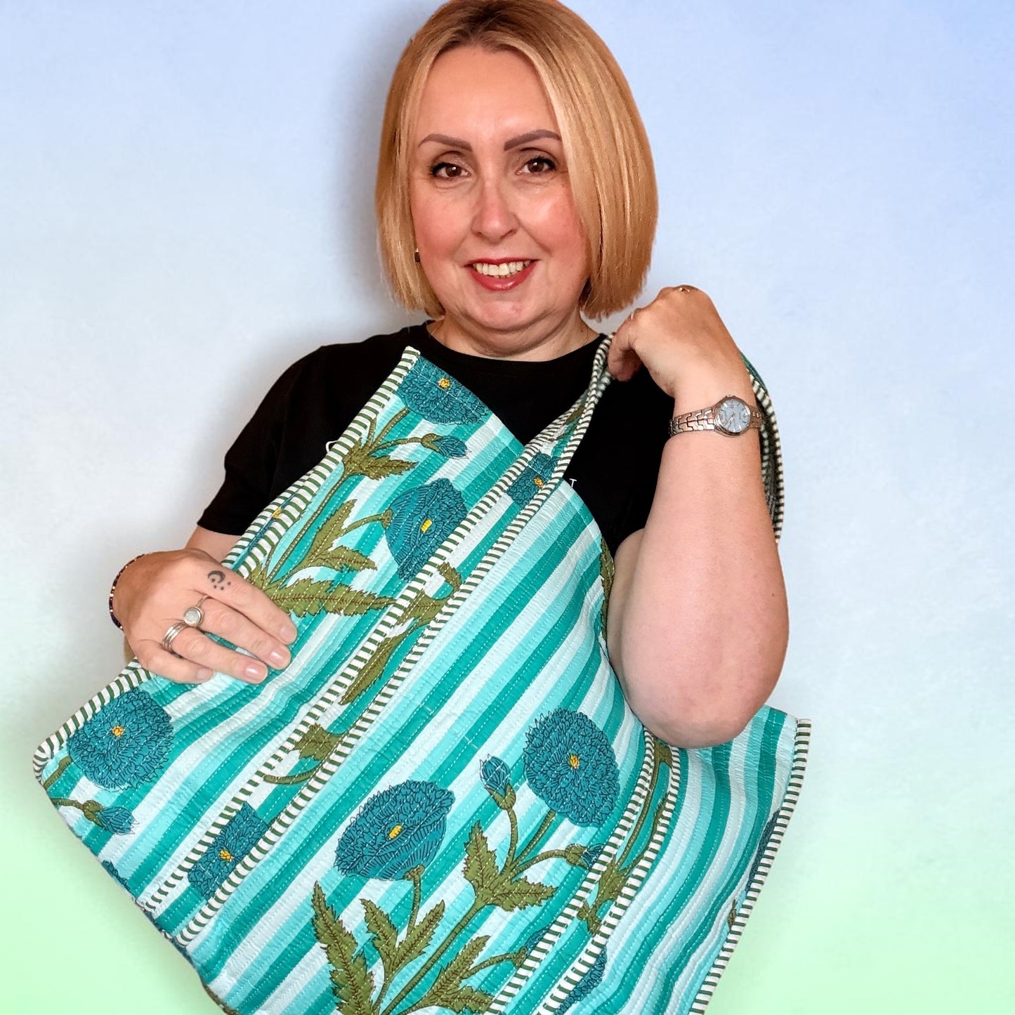 Mira Boho Turquoise Kantha Bag