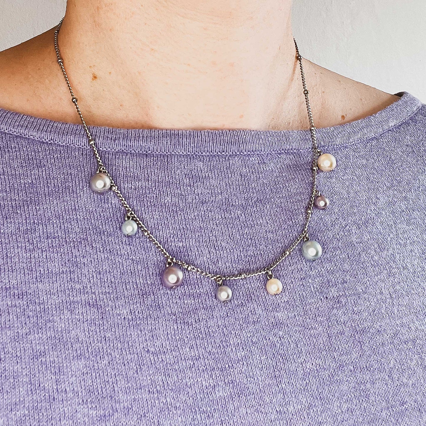 Faux Pearl Charms Necklace