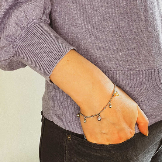 Faux Pearl Charms Bracelet