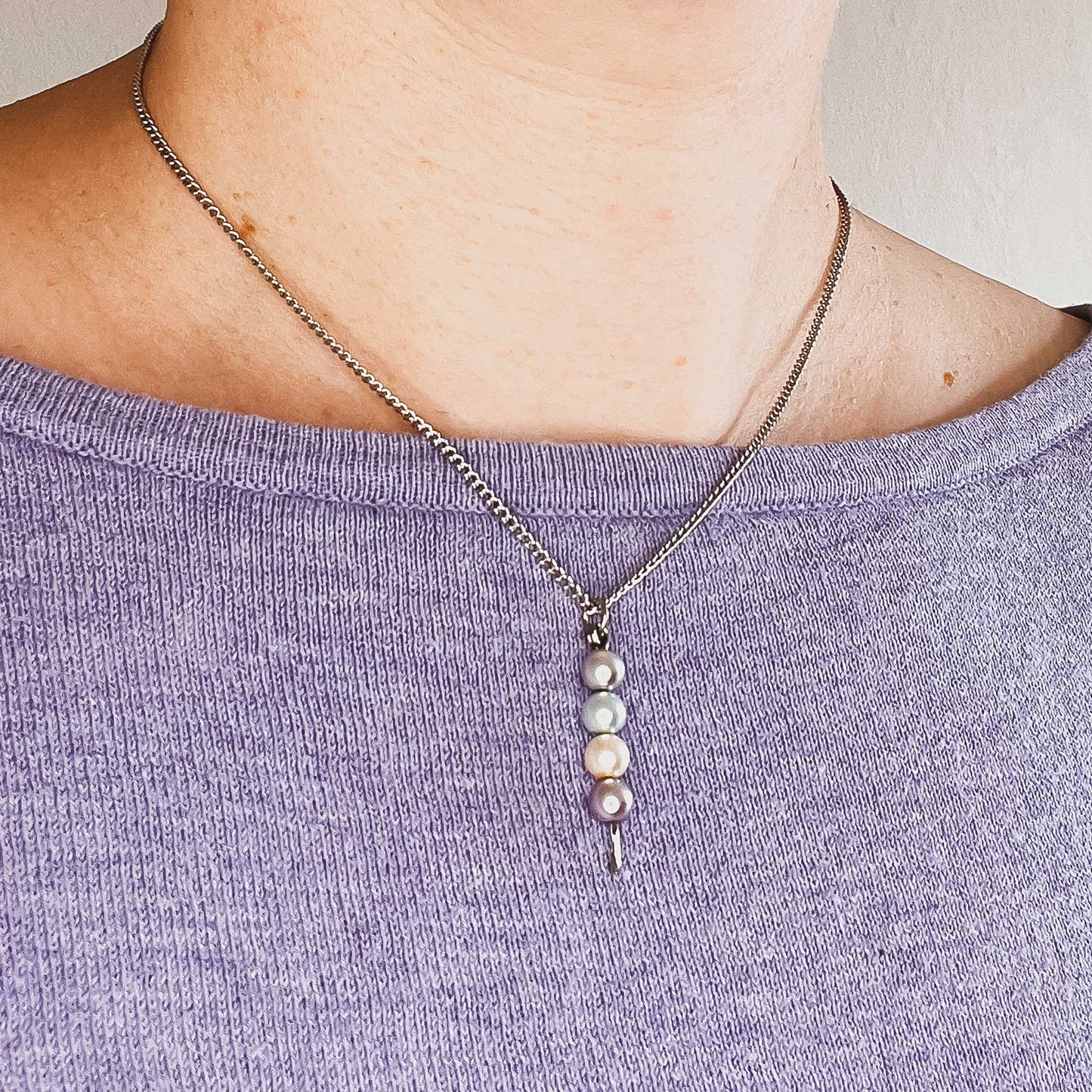 Faux Pearl Stack Pendant Necklace
