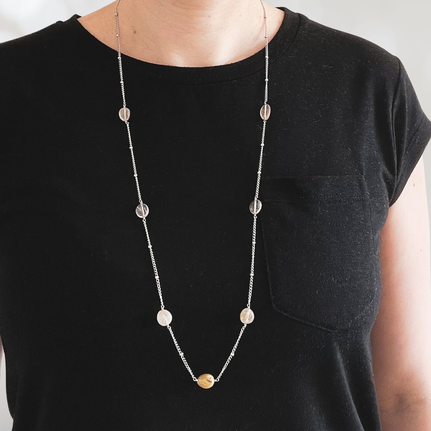 Long Quartz Gemstone Necklace