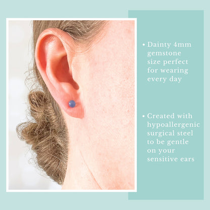 4mm Blue Onyx Ball Studs
