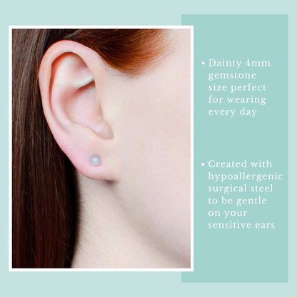 4mm Rose Quartz Ball Studs