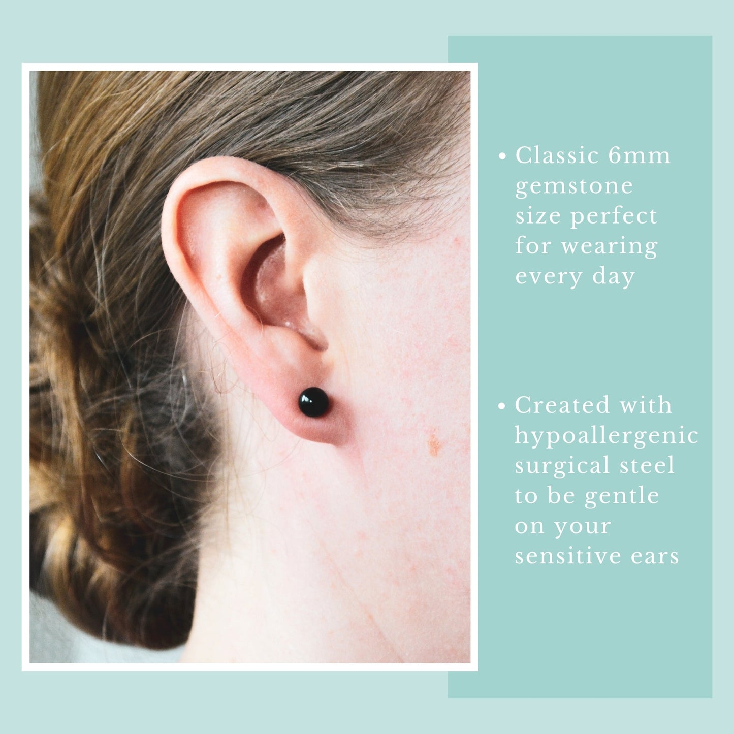 6mm Onyx Ball Stud Earrings