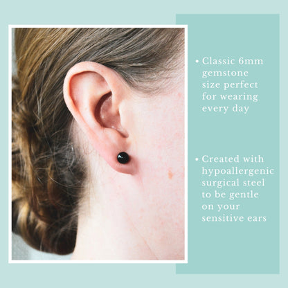 6mm Onyx Ball Stud Earrings