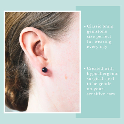 6mm Amethyst Ball Studs