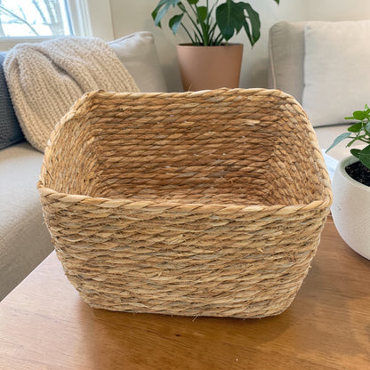 Natural Seagrass Square Baskets - Set of 3