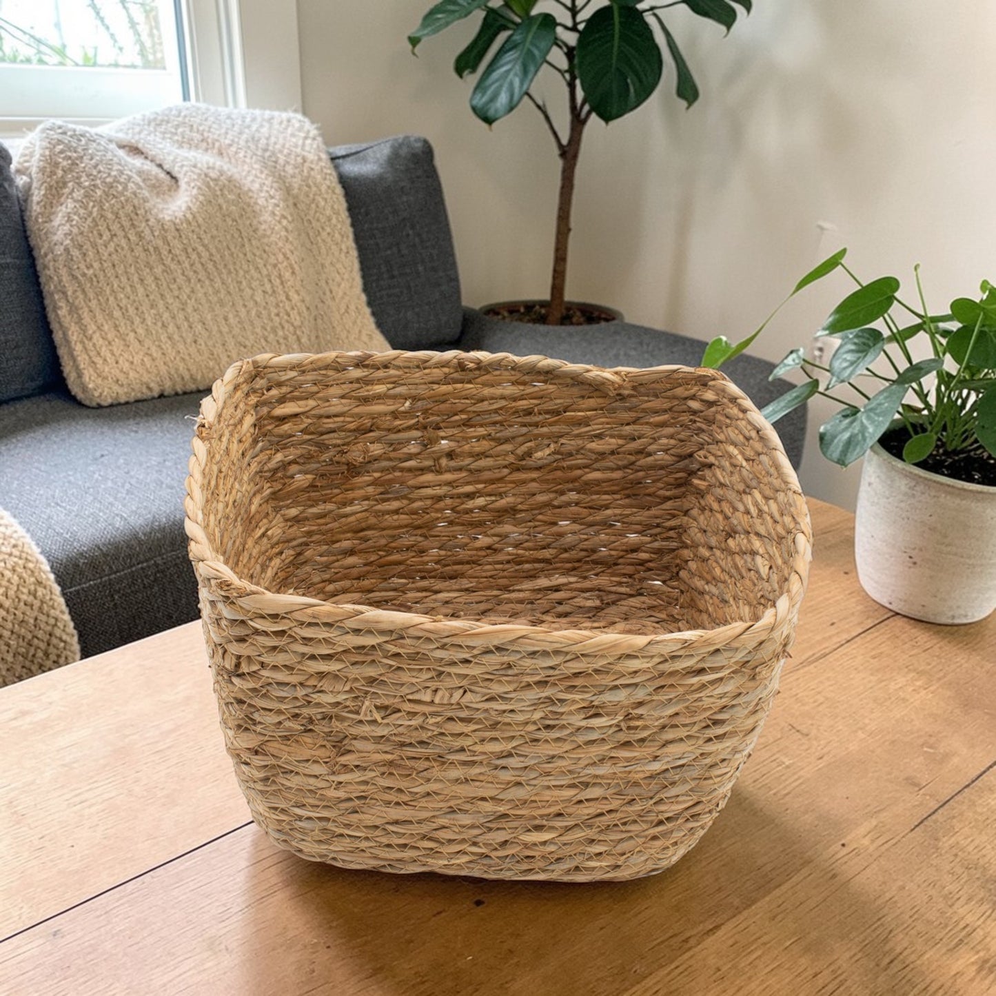 Natural Seagrass Square Baskets - Set of 3