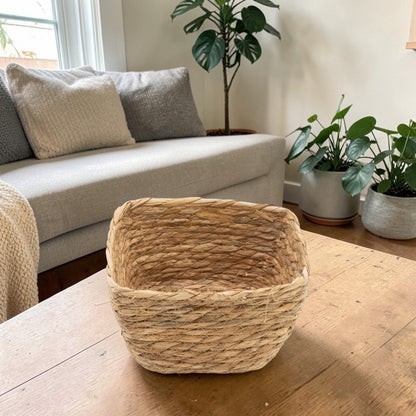 Natural Seagrass Square Baskets - Set of 3