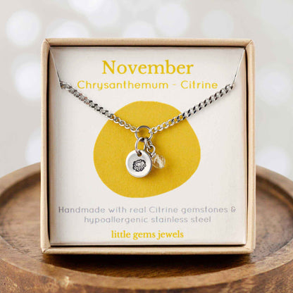 November Birthflower With Birthstone Necklace