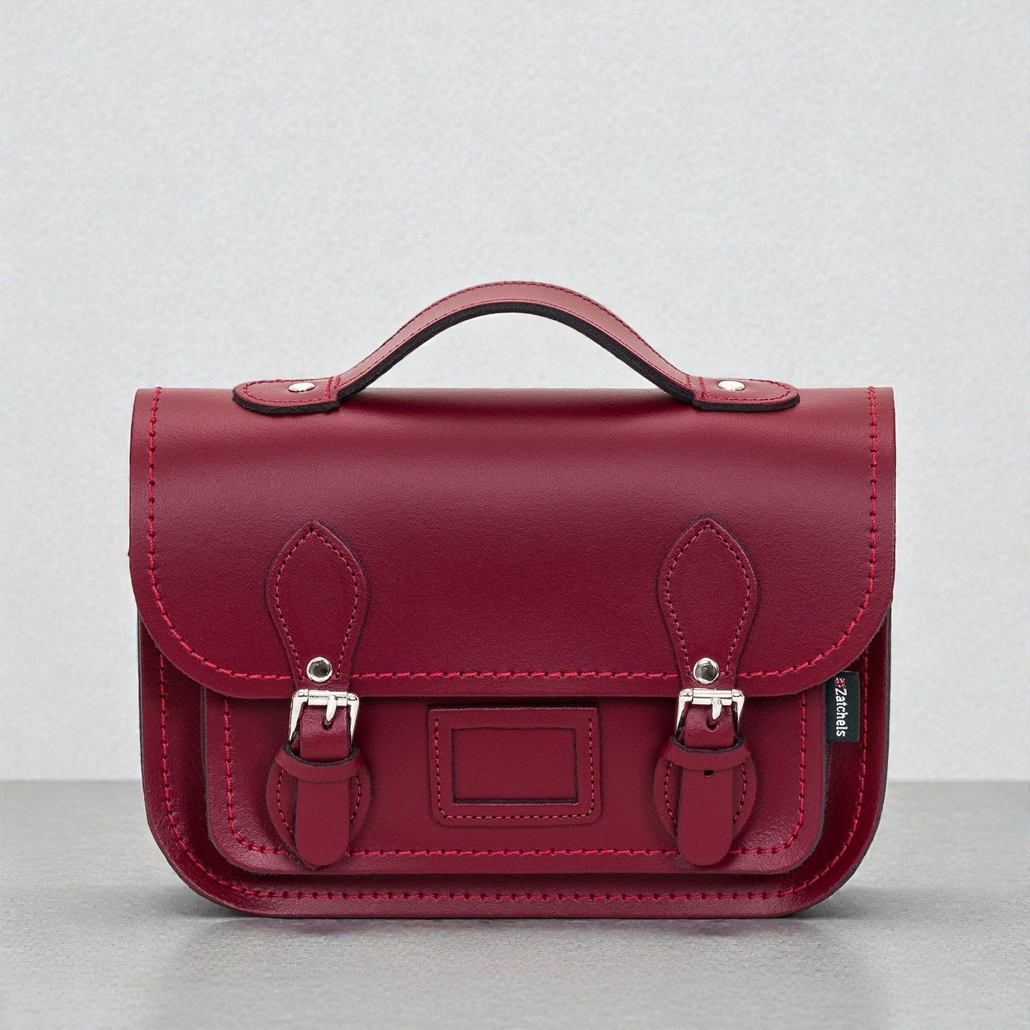 Leather Midi Satchel - Oxblood