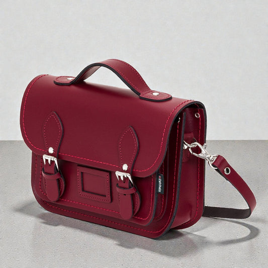Leather Midi Satchel - Oxblood