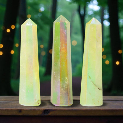 Gemstone Obelisk Point - Pale Green Aurora Crystal Quartz