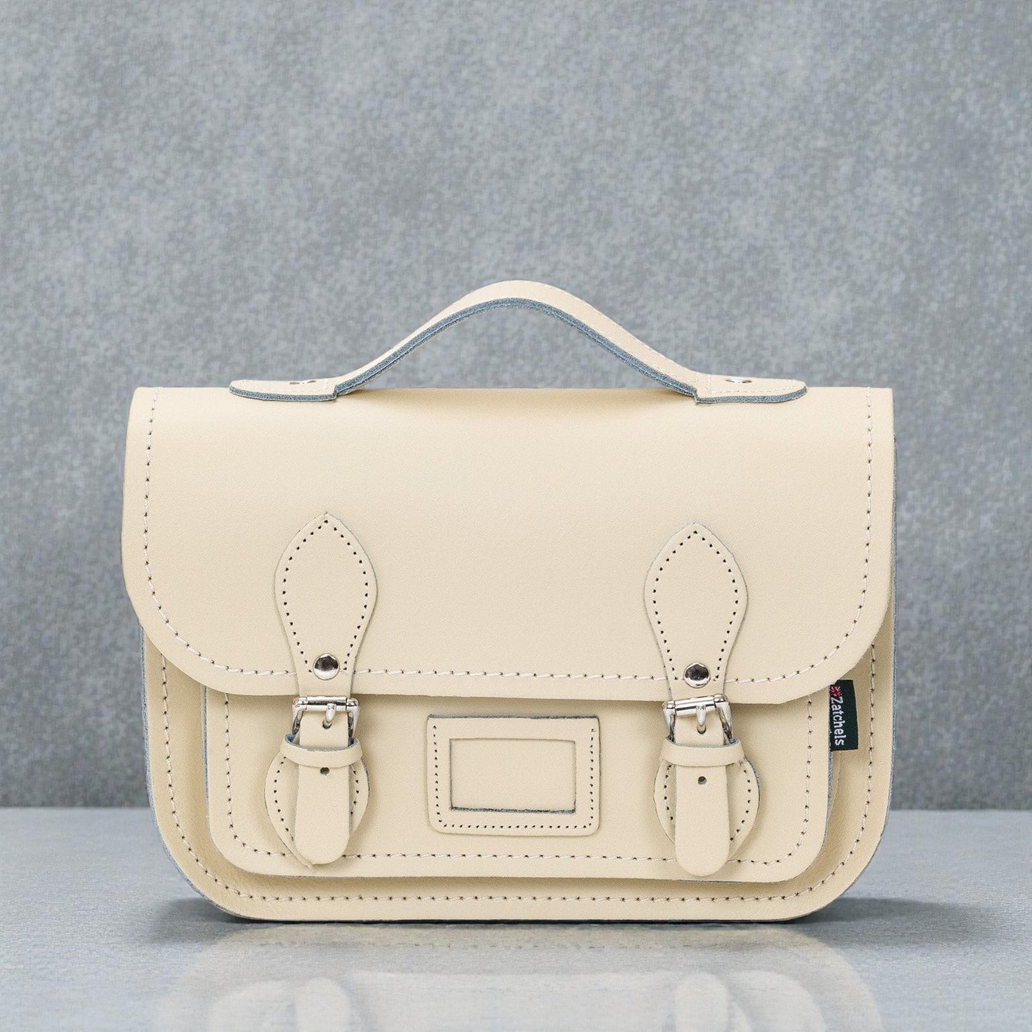 Leather Midi Satchel - Pastel Cream