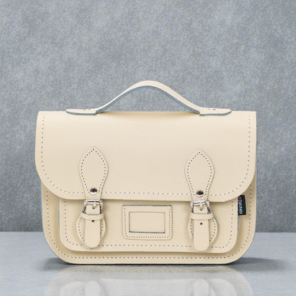 Leather Midi Satchel - Pastel Cream