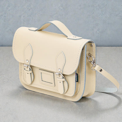 Leather Midi Satchel - Pastel Cream
