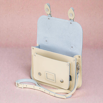 Leather Midi Satchel - Pastel Cream