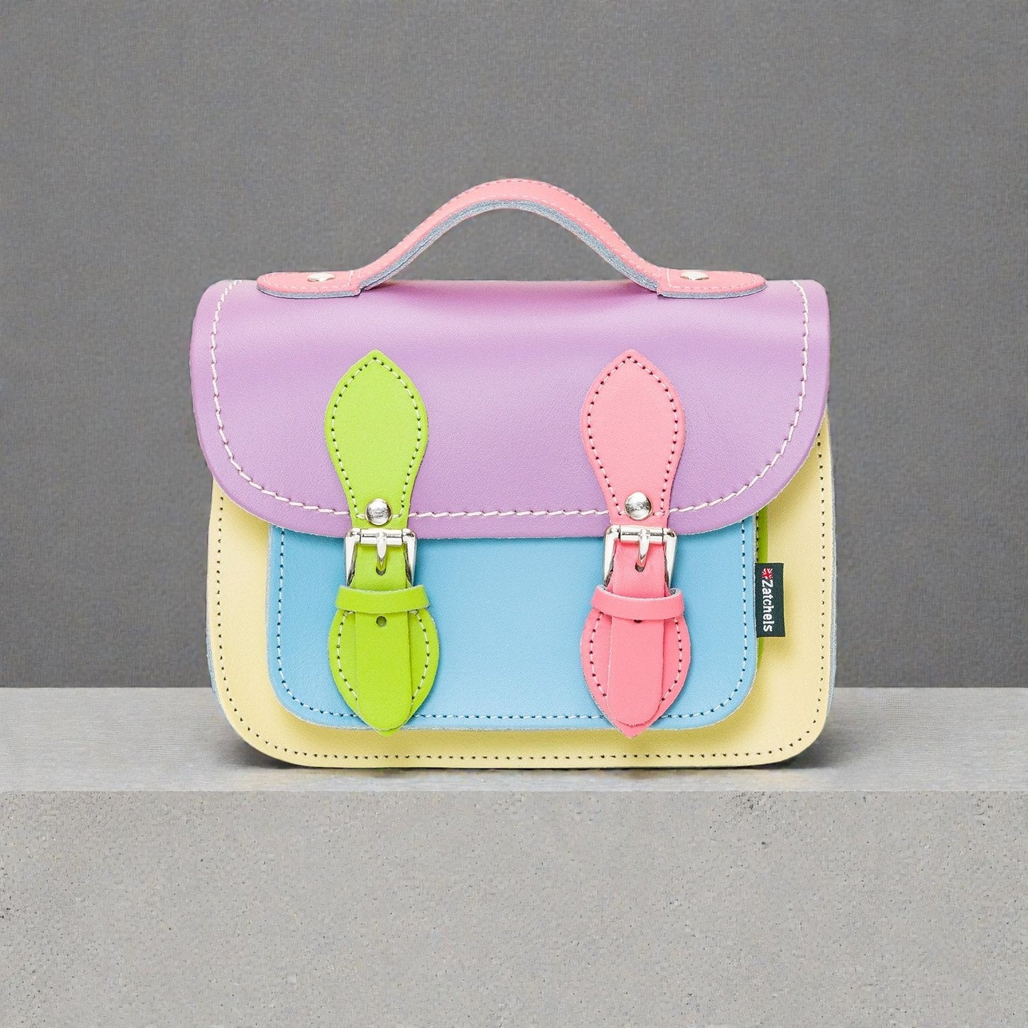 Handmade Leather Micro Satchel - Pastel Kaleidoscope