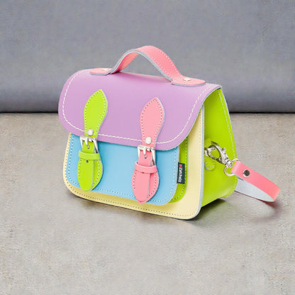 Handmade Leather Micro Satchel - Pastel Kaleidoscope