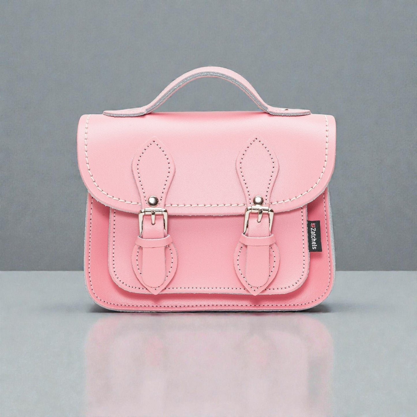 Handmade Leather Micro Satchel - Pastel Pink