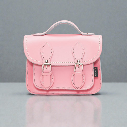 Handmade Leather Micro Satchel - Pastel Pink