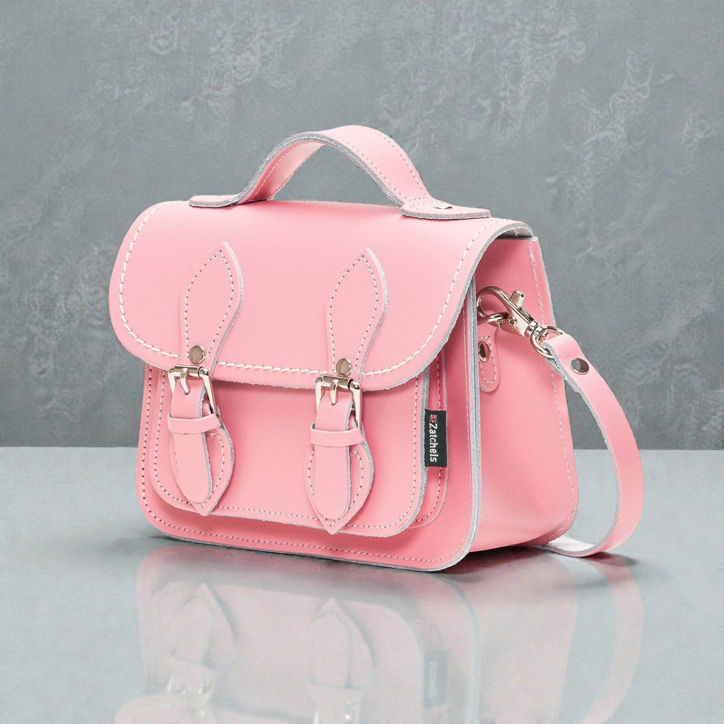 Handmade Leather Micro Satchel - Pastel Pink