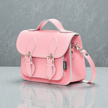Handmade Leather Micro Satchel - Pastel Pink