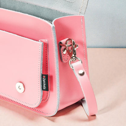 Handmade Leather Micro Satchel - Pastel Pink