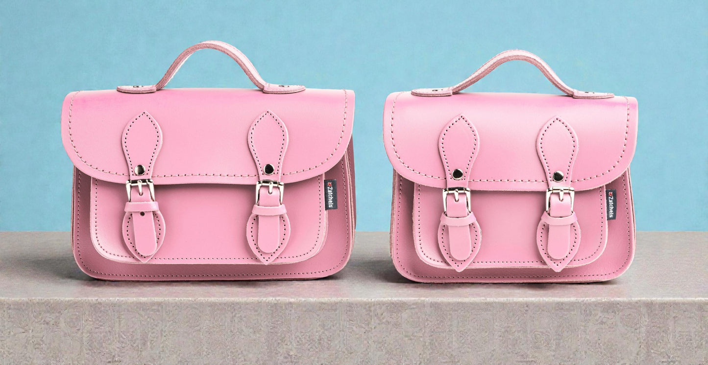 Handmade Leather Micro Satchel - Pastel Pink