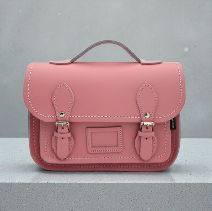 Leather Midi Satchel - Pastel Pink