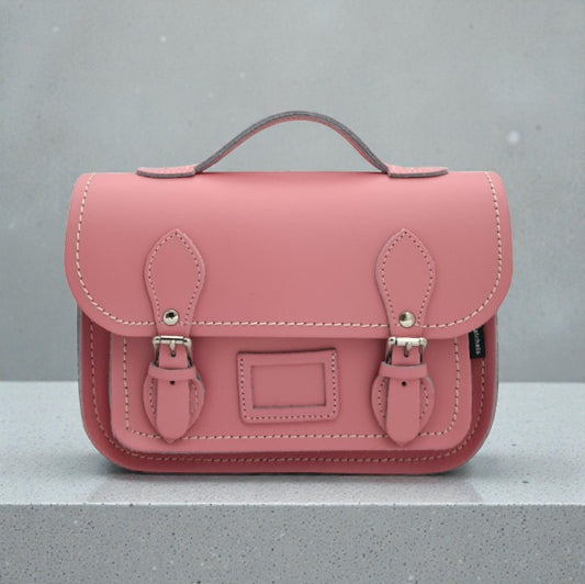 Leather Midi Satchel - Pastel Pink