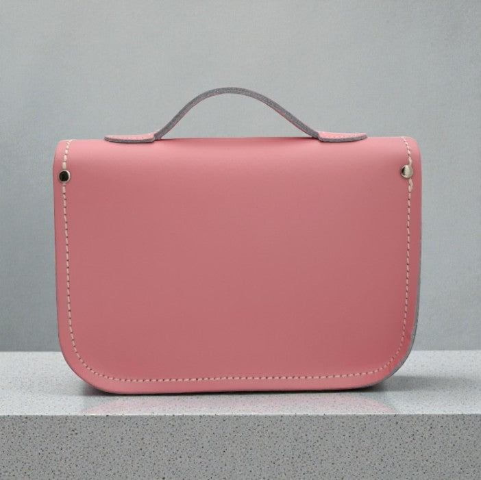 Leather Midi Satchel - Pastel Pink