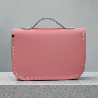Leather Midi Satchel - Pastel Pink