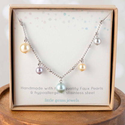 Faux Pearl Charms Necklace