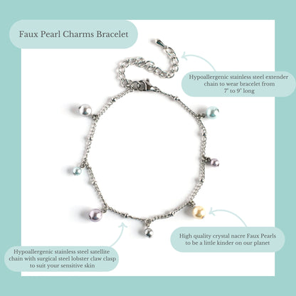 Faux Pearl Charms Bracelet