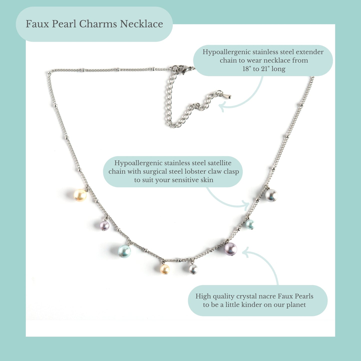 Faux Pearl Charms Necklace