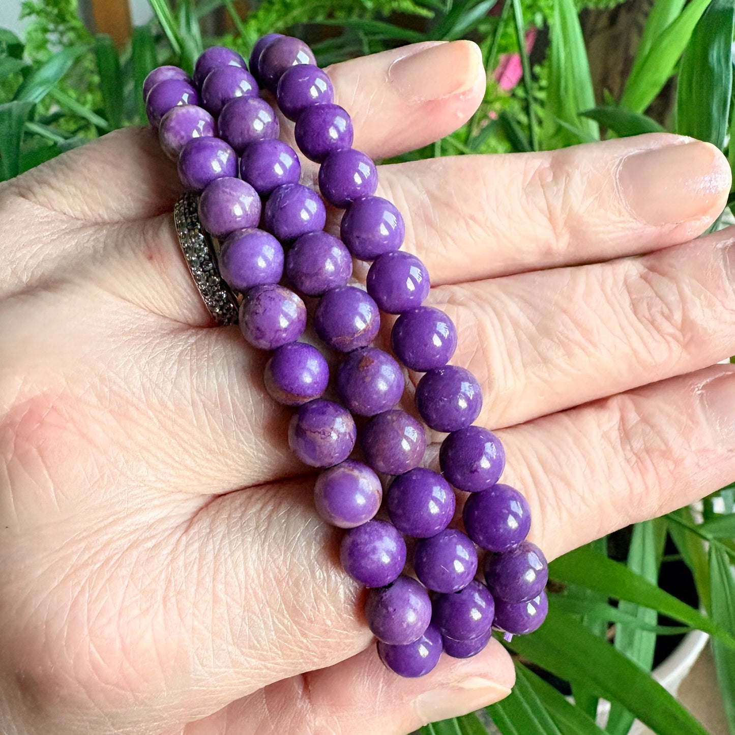 Phosphosiderite Bead Bracelet