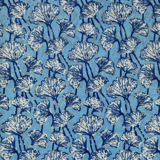 Blue & Gold Lotus Leaf Scarf