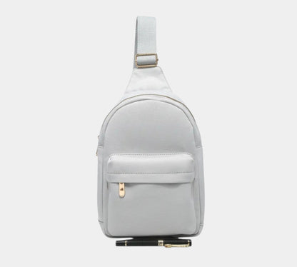 Canvas Small Backpack In Pale Grey